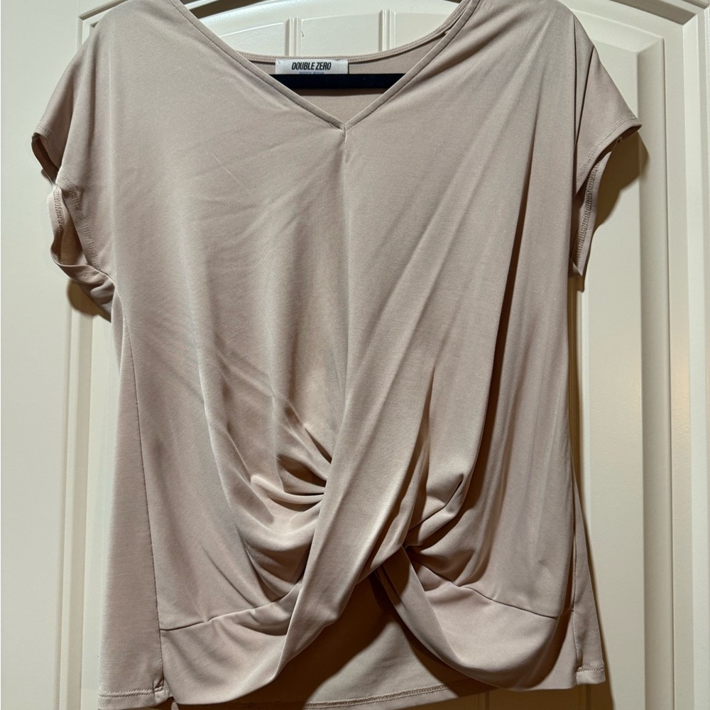 Double Zero Women's Beige Twist Front Blouse